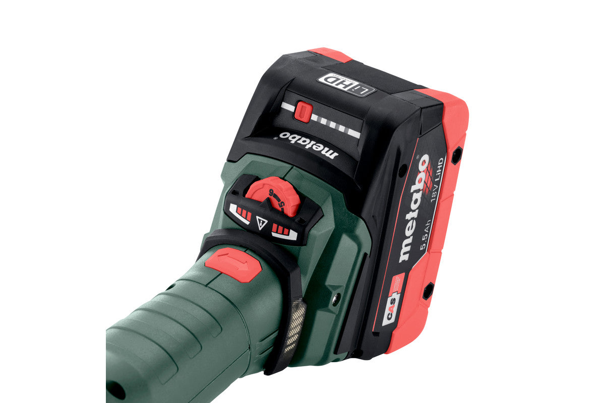 Metabo 601307840 - Amoladora angular de cabeza plana de batería WVBF 18 LT BL 11-125 Quick
