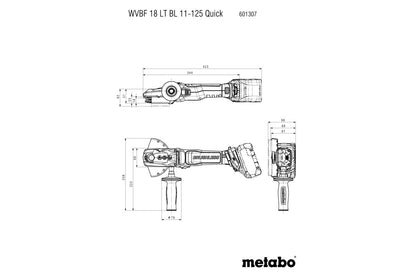 Metabo 601307840 - Amoladora angular de cabeza plana de batería WVBF 18 LT BL 11-125 Quick