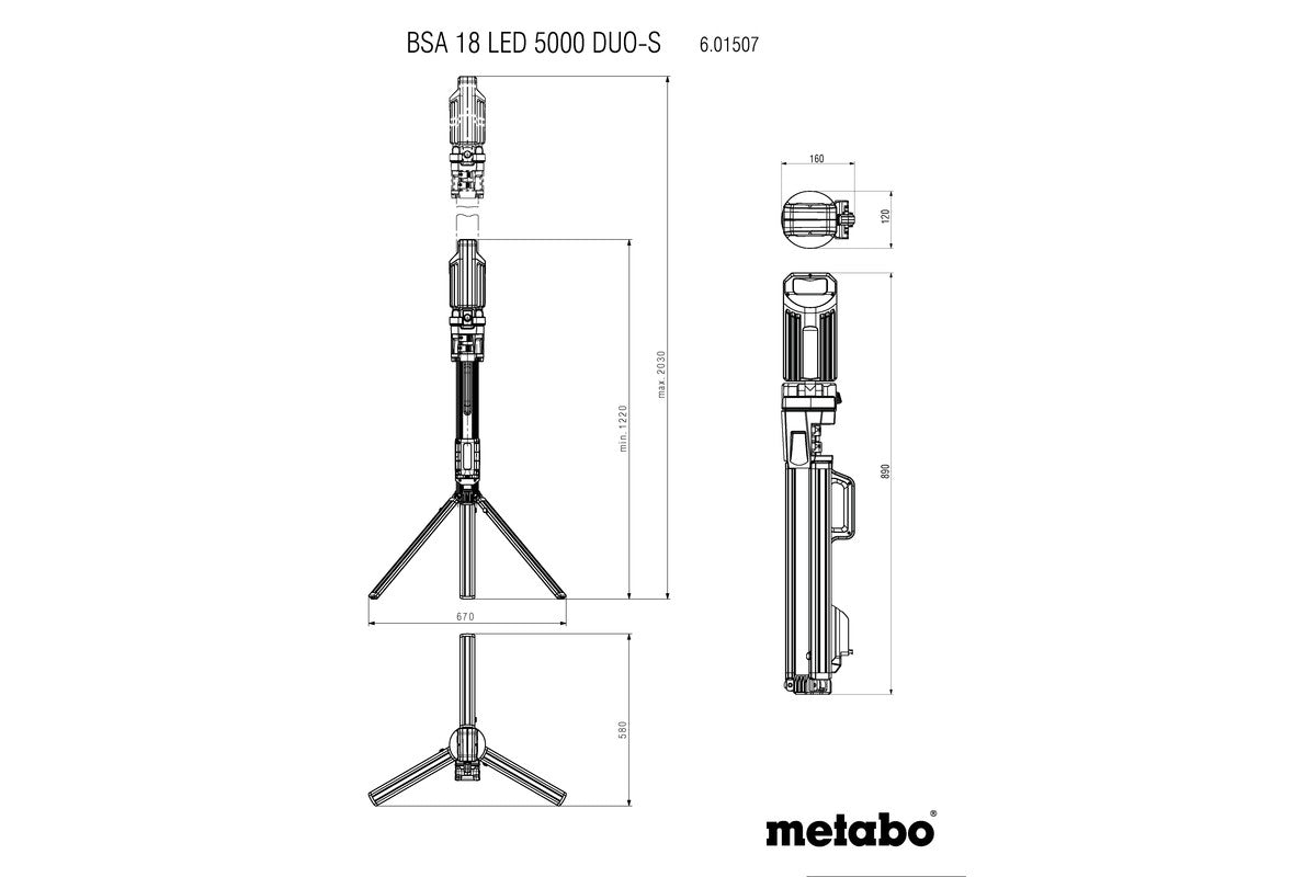 Metabo 601507850 - Proyector de obra de batería BSA 18 LED 5000 DUO-S