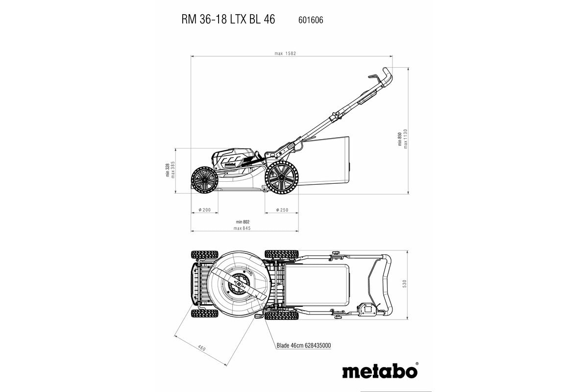 Metabo 601606850 - Cortacésped de batería RM 36-18 LTX BL 46