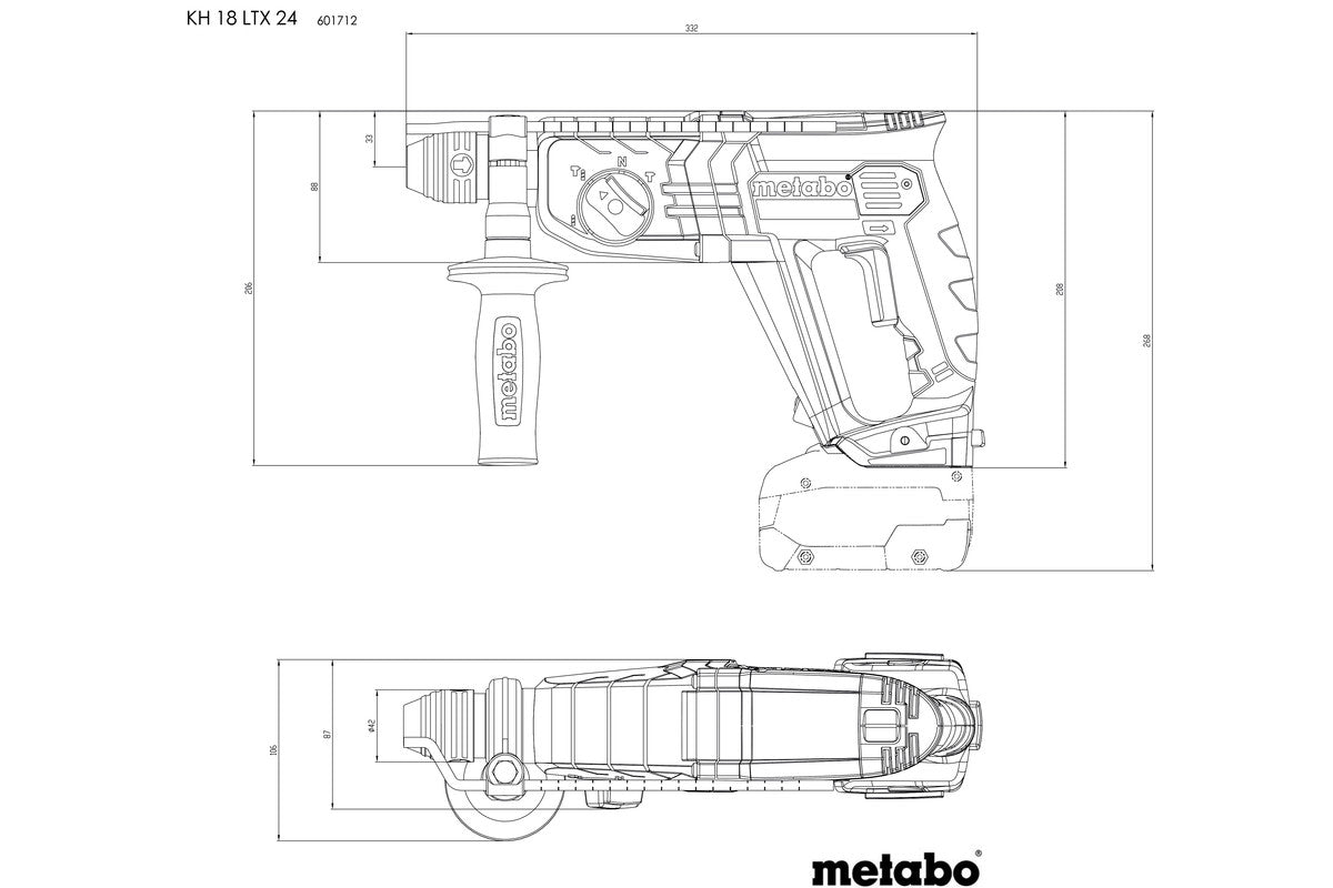 Metabo 601712840 - Martillo combinado de batería KH 18 LTX 24