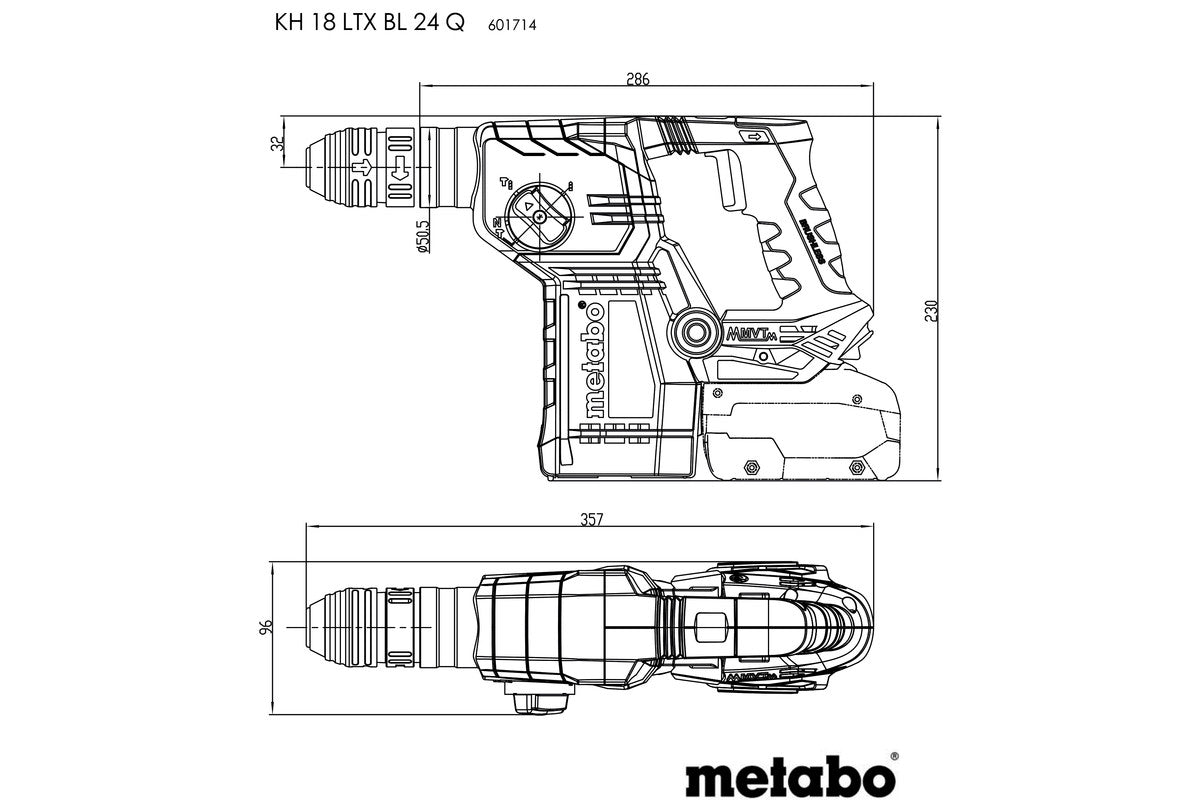 Metabo 601714840 - Martillo combinado de batería KH 18 LTX BL 24 Q