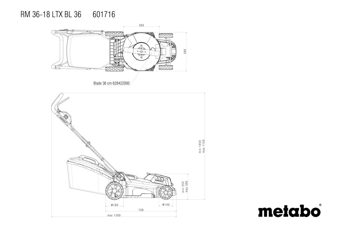 Metabo 601716850 - Cortacésped de batería RM 36-18 LTX BL 36