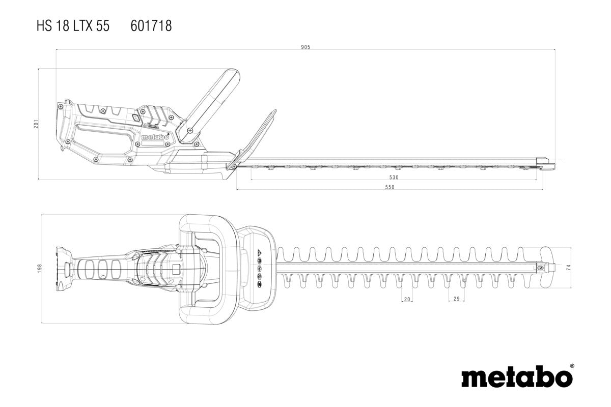 Metabo 601718850 - Cortasetos de batería HS 18 LTX 55