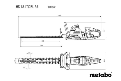 Metabo 601722850 - Cortasetos de batería HS 18 LTX BL 55
