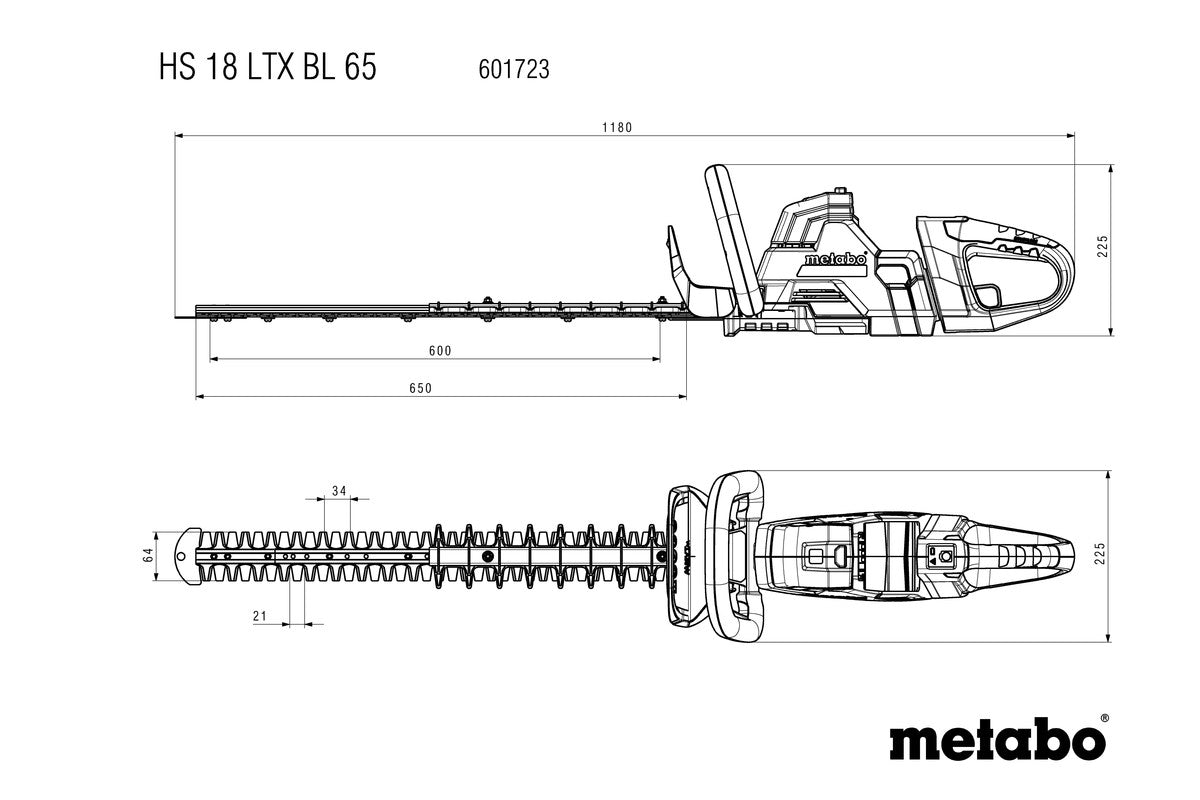 Metabo 601723850 - Cortasetos de batería HS 18 LTX BL 65