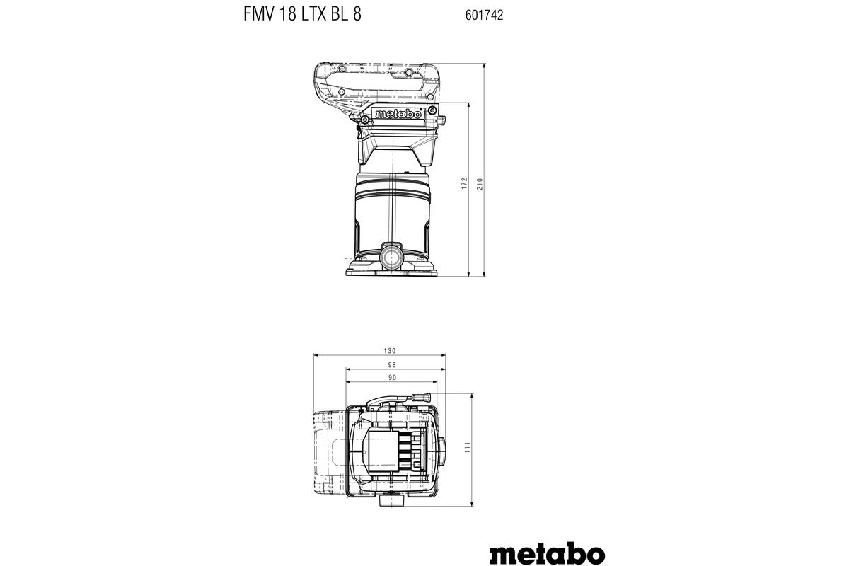 Metabo 601742840 - Fresadora de cantos de batería FMV 18 LTX BL 8