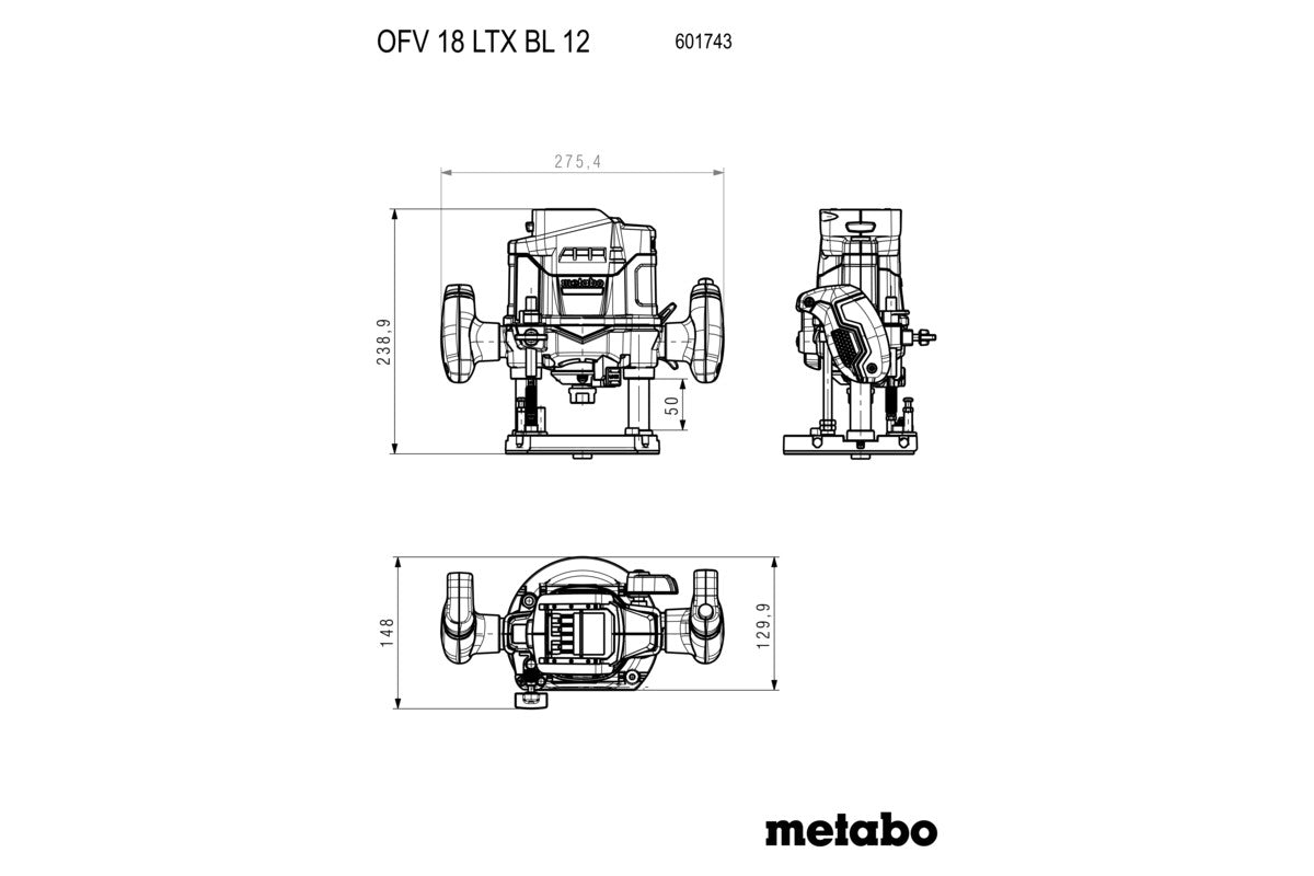 Metabo 601743840 - Fresadora de batería OFV 18 LTX BL 12