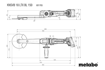 Metabo 601765840 - Lijadora de soldaduras en ángulo de batería KNSVB 18 LTX BL 150