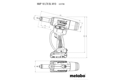 Metabo 601788800 - Pistola de tuercas remachables de batería NMP 18 LTX BL M10