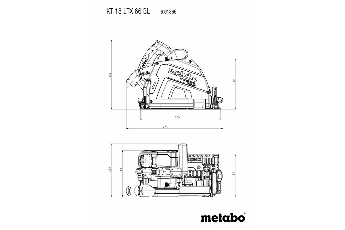 Metabo 601866810 - Sierra circular de inmersión de batería KT 18 LTX 66 BL