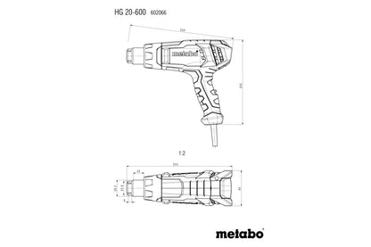 Metabo 602066500 - Pistola de aire caliente HG 20-600