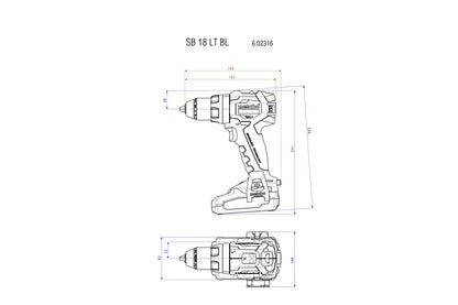 Metabo 602316840 - Taladro atornillador de percusión de batería SB 18 LT BL