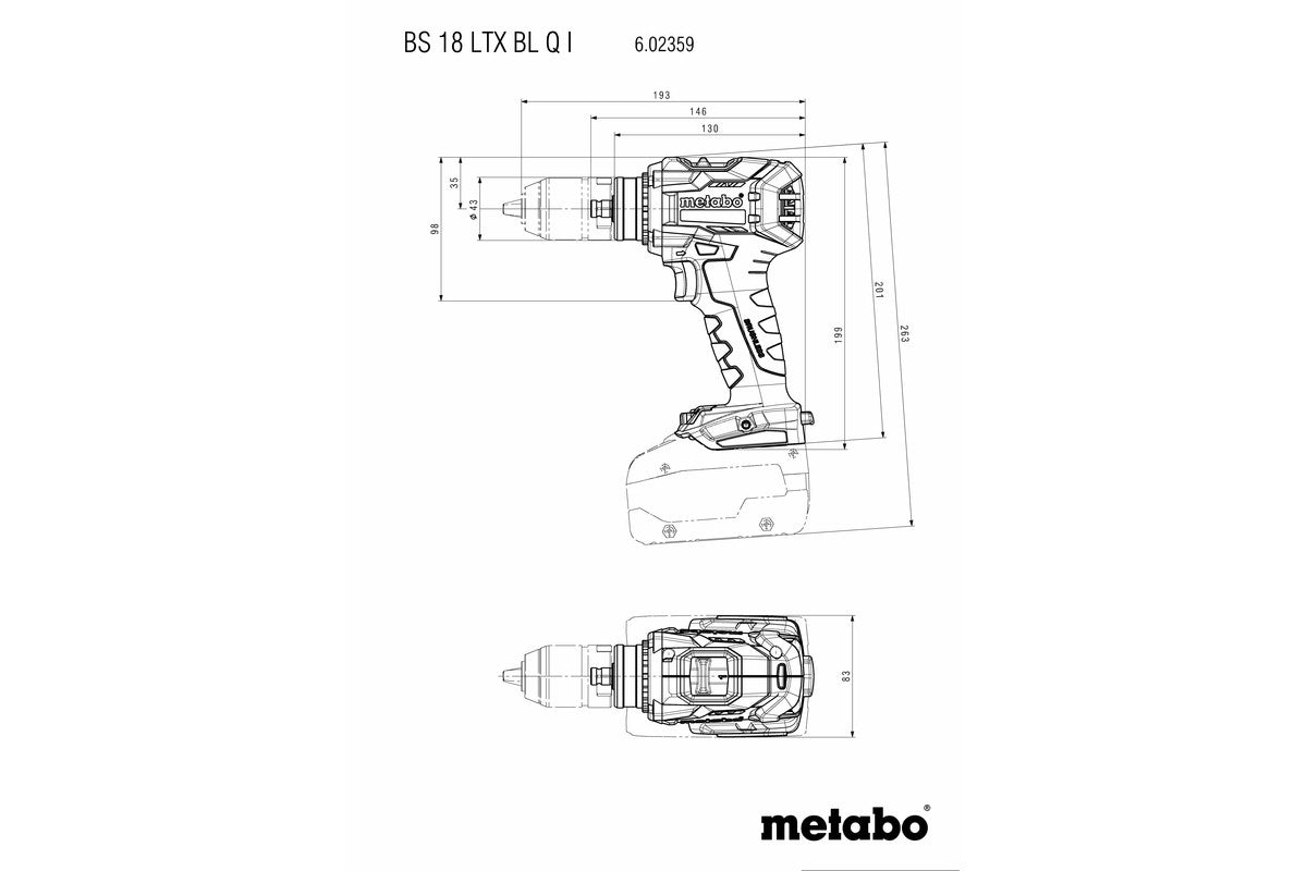 Metabo 602359840 - Taladro atornillador de batería BS 18 LTX BL Q I