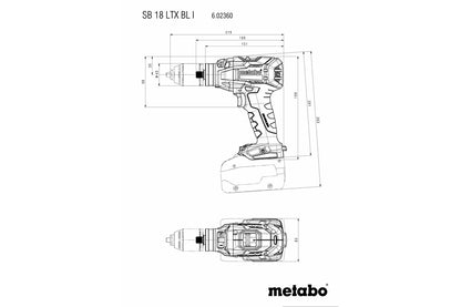 Metabo 602360840 - Taladro atornillador de percusión de batería SB 18 LTX BL I