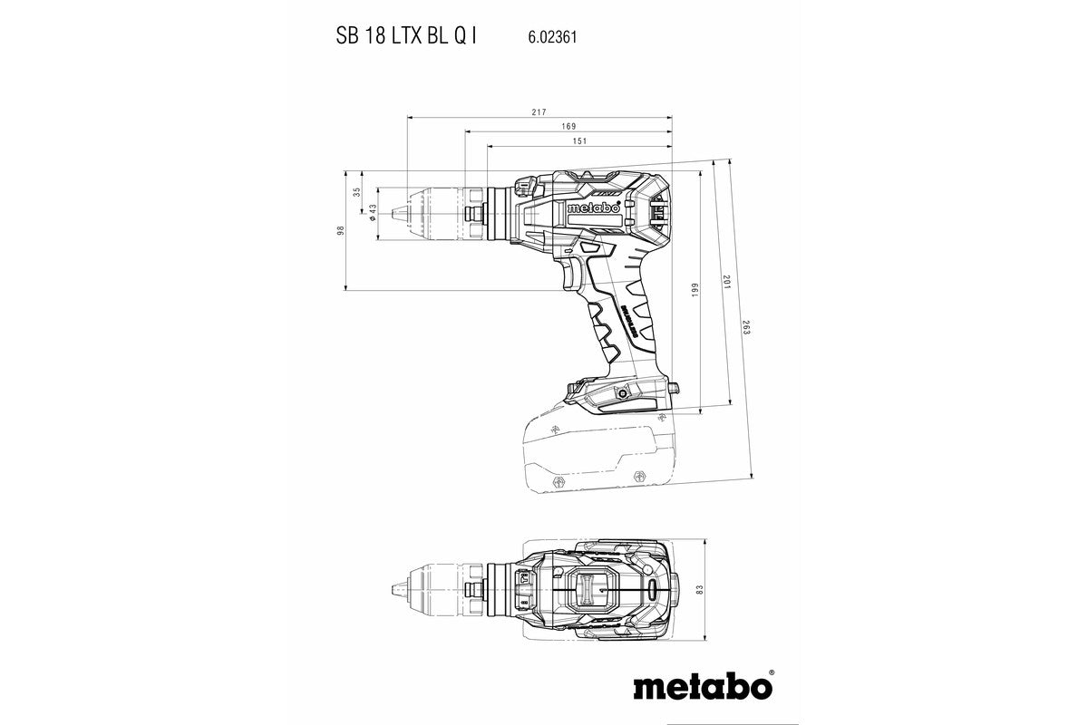Metabo 602361840 - Taladro atornillador de percusión de batería SB 18 LTX BL Q I