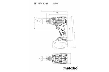 Metabo 602361840 - Taladro atornillador de percusión de batería SB 18 LTX BL Q I