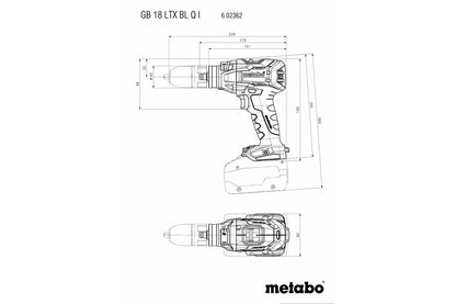 Metabo 602362840 - Taladro/roscador de batería GB 18 LTX BL Q I