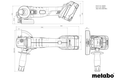 Metabo 602371510 - Amoladora angular de batería W 18 7-125