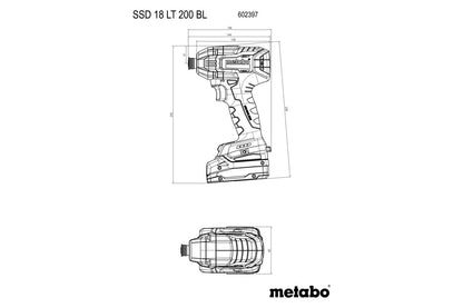 Metabo 602397840 - Atornillador de impacto de batería SSD 18 LT 200 BL