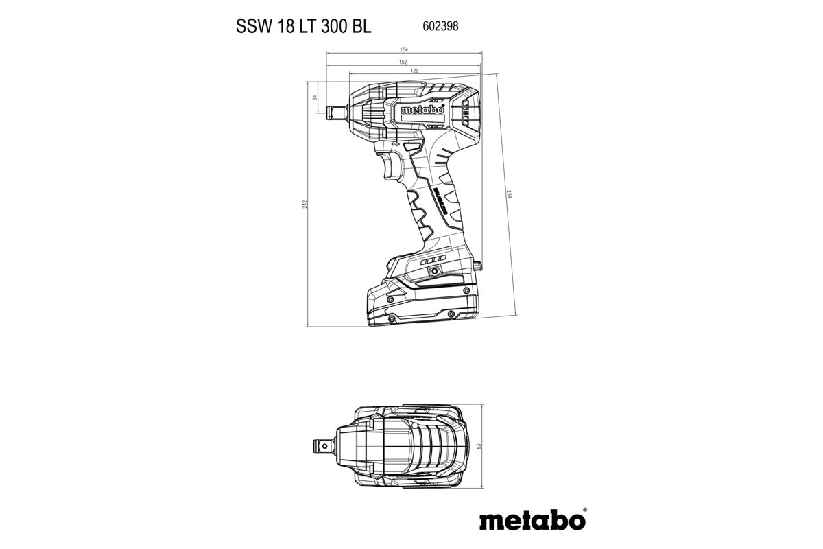 Metabo 602398840 - Atornillador de impacto de batería SSW 18 LT 300 BL
