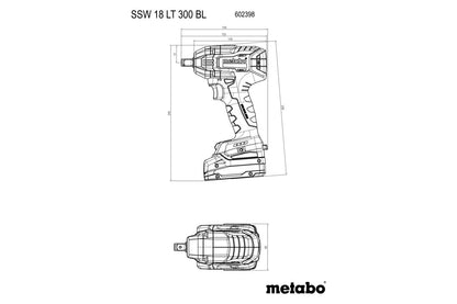 Metabo 602398840 - Atornillador de impacto de batería SSW 18 LT 300 BL