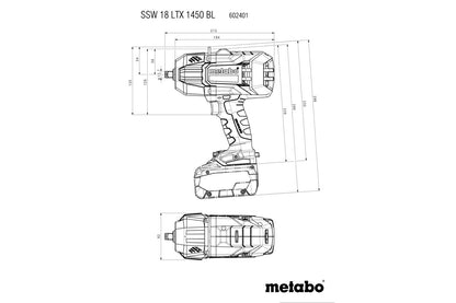 Metabo 602401660 - Atornillador de impacto de batería SSW 18 LTX 1450 BL
