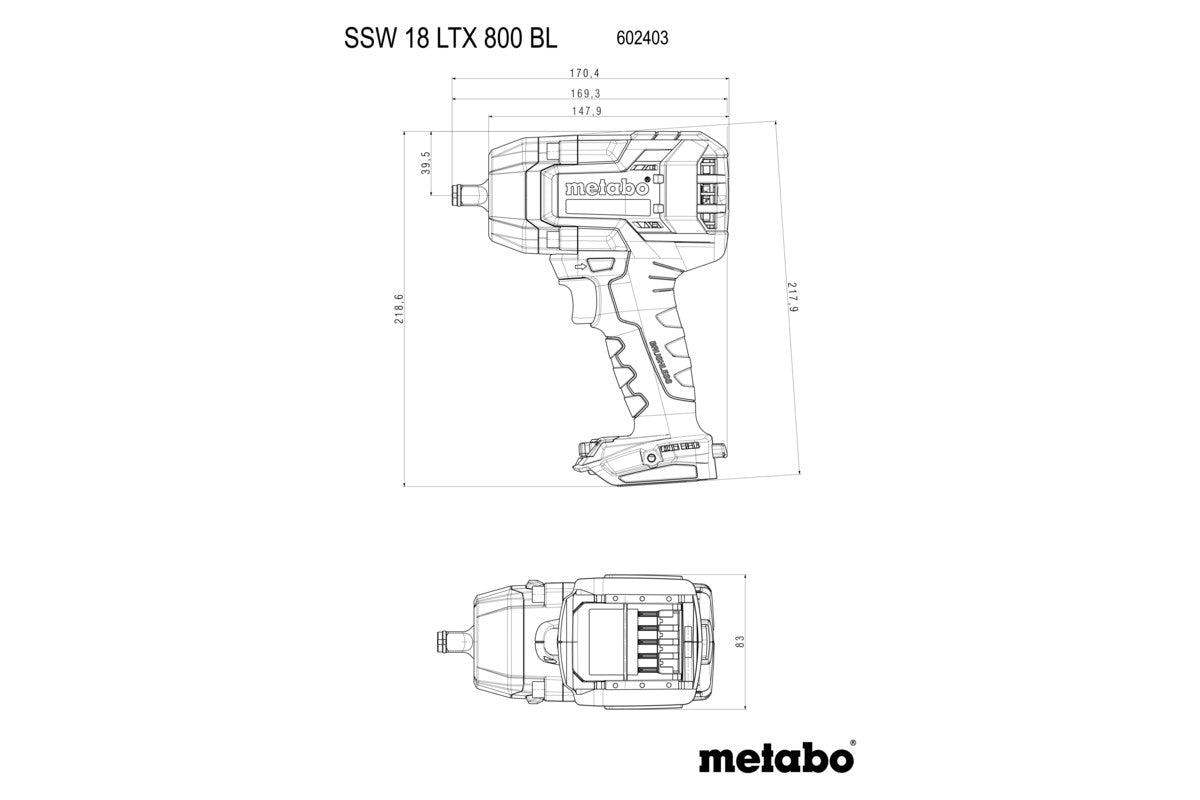 Metabo 602403660 - Atornillador de impacto de batería SSW 18 LTX 800 BL