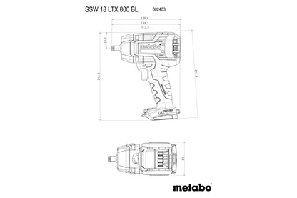 Metabo 602403660 - Atornillador de impacto de batería SSW 18 LTX 800 BL