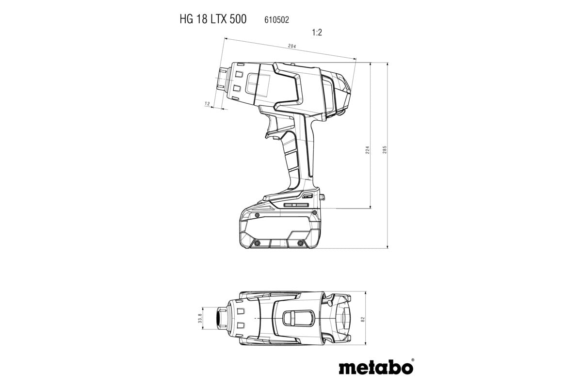 Metabo 610502840 - Pistola de aire caliente de batería HG 18 LTX 500