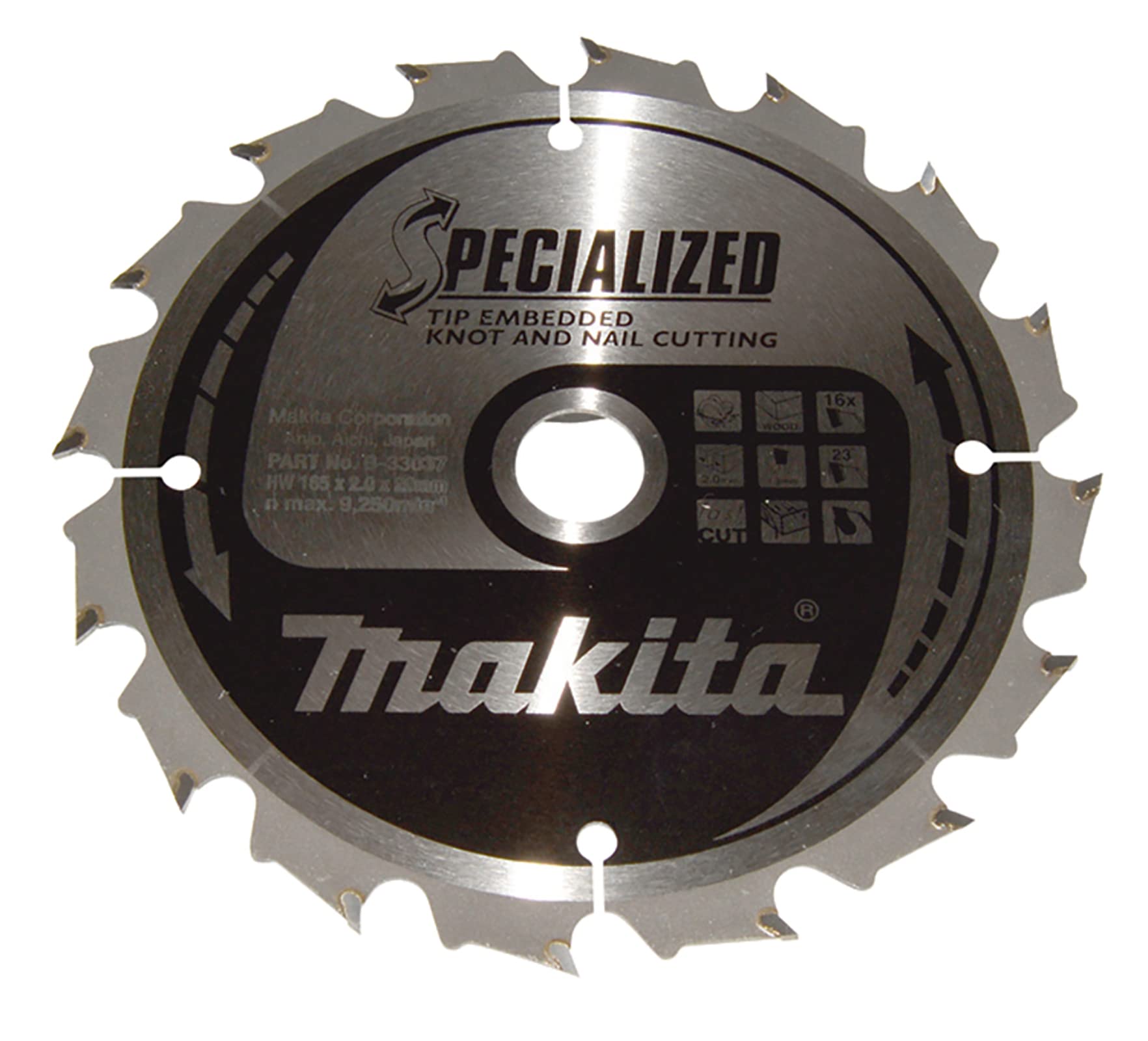 Makita B-33037 - Hoja de sierra especializada, 165 x 20 mm, 16z