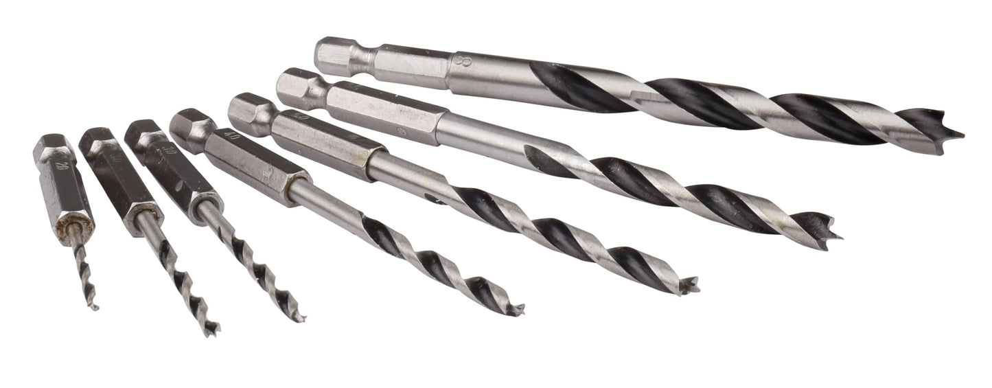 Makita D-62371 - Juego de brocas para madera 1/4" hexagonal (Lote de 7 uds)