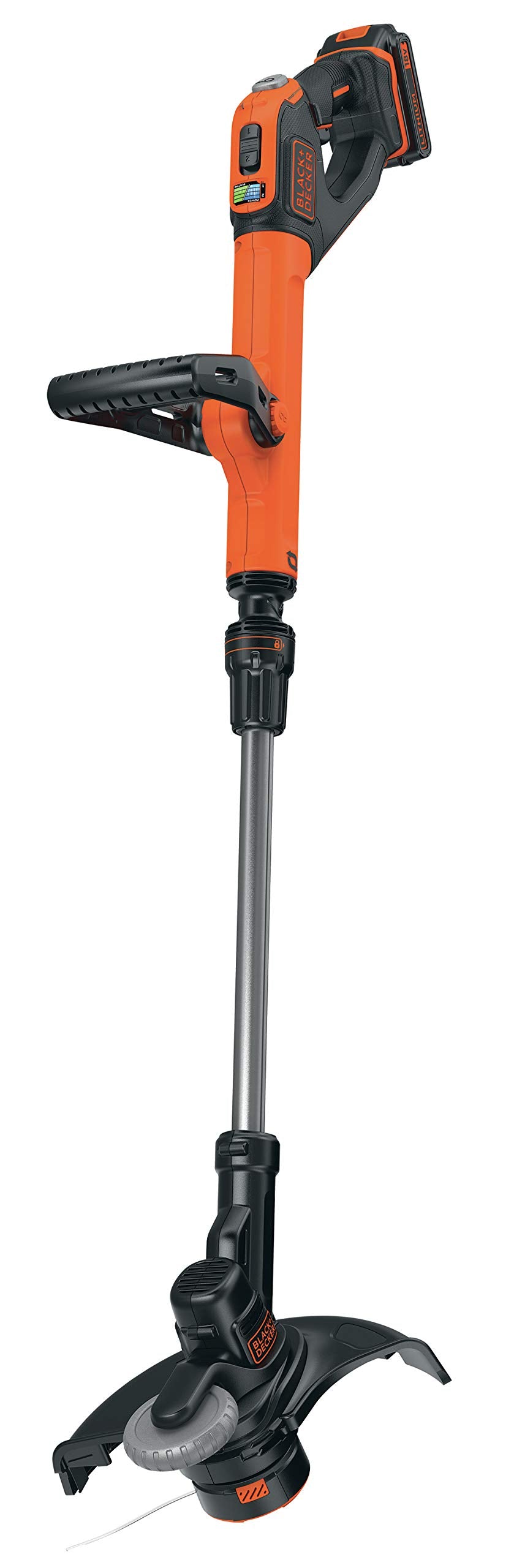 BLACK+DECKER Cortabordes PowerComm 18V, Ancho de Corte 28cm, Batería 2.0Ah, 2 Velocidades, Cabezal Giratorio 180°, Tubo Telescópico, 40min Autonomía, STC1820EPC-QW