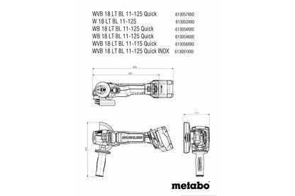 Metabo 613057840 - Amoladora angular de batería WVB 18 LT BL 11-125 Quick