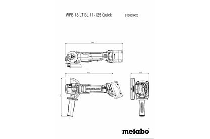 Metabo 613059840 - Amoladora angular de batería WPB 18 LT BL 11-125 Quick