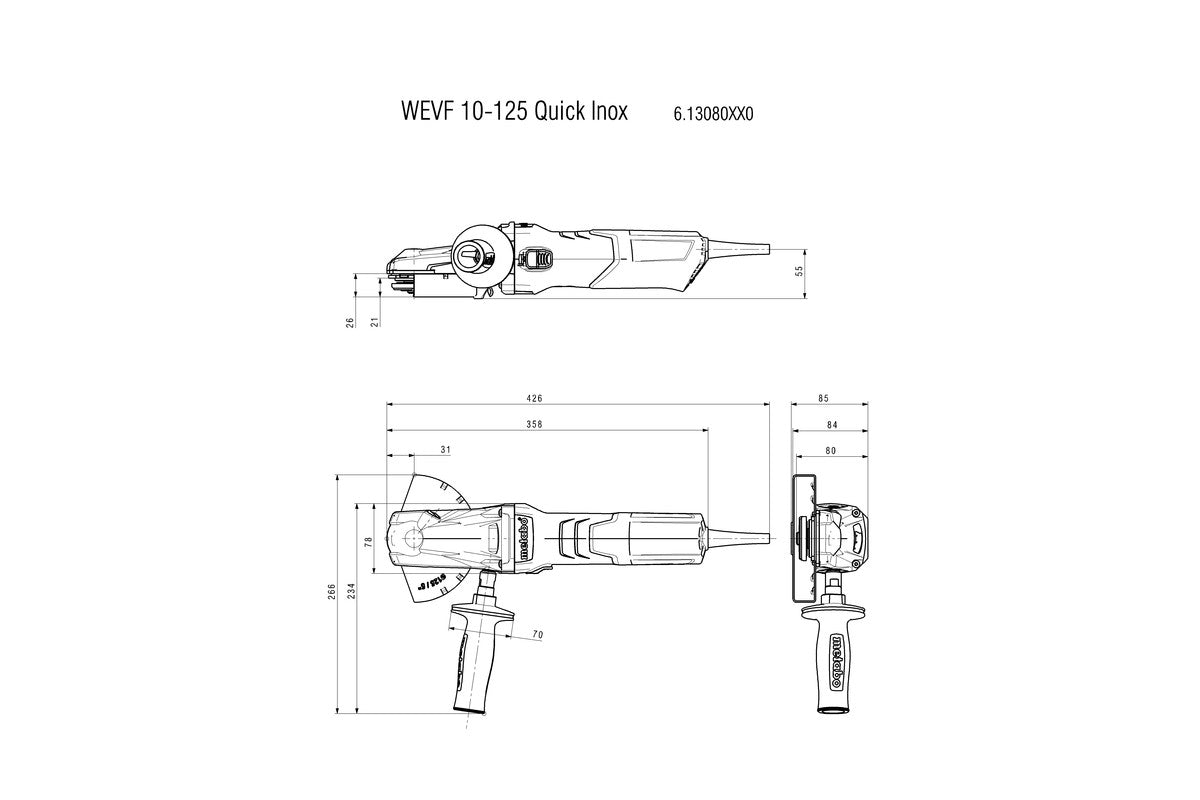 Metabo 613080000 - Amoladora angular de batería WEVF 10-125 Quick Inox