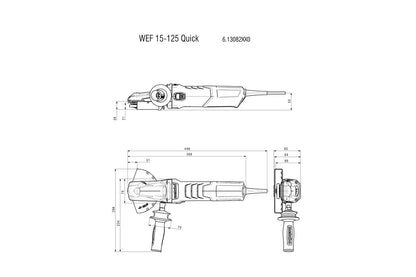 Metabo 613082000 - Amoladora angular de cabeza plana WEF 15-125 Quick