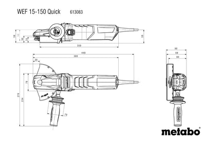 Metabo 613083000 - Amoladora angular de cabeza plana WEF 15-150 Quick