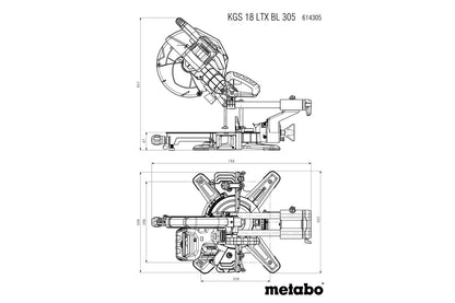 Metabo 614305850 - Ingletadora de batería KGS 18 LTX BL 305