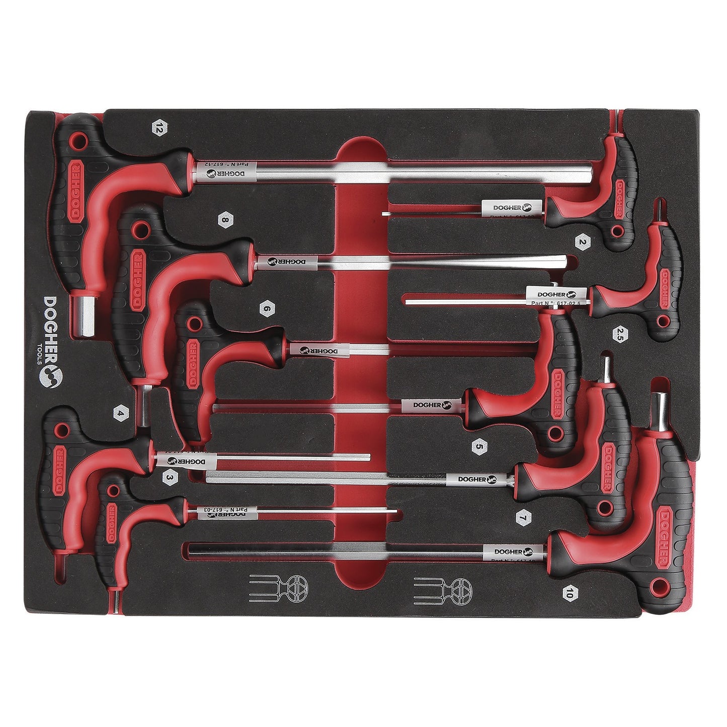 Dogher 617-080 - Bandeja Combinable 1/2 10 Llaves T Hex Recta