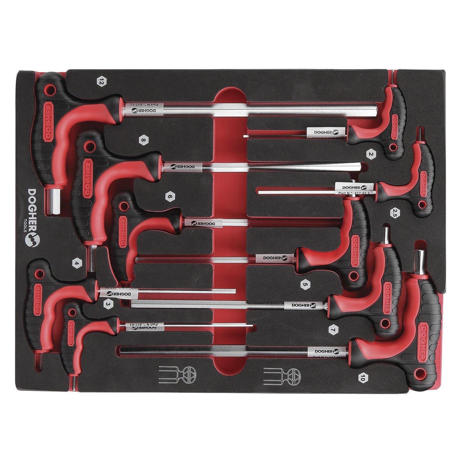 Dogher 617-080 - Bandeja Combinable 1/2 10 Llaves T Hex Recta