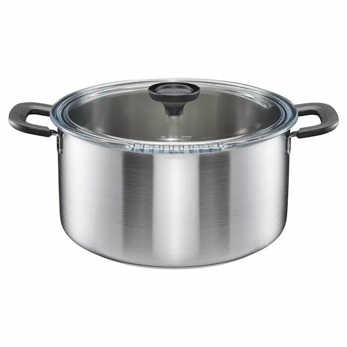 Fiskars Cacerola con Tapa, 7 litros, Ø 28,5 cm, Apta para Todas las Placas de Cocina, Acero Inoxidable Reciclado, Functional Form, 1072318