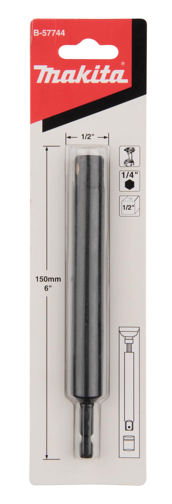 Makita B-57744 - Adaptador 1/4 a 1" 150mm