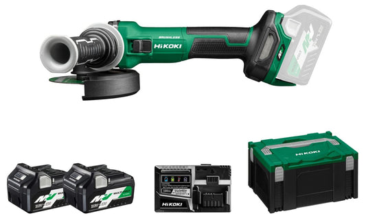 Hikoki G3613DEWQZ - Amoladora angular de batería G3613DE 36V 125 mm, 2x2,5 Ah, maletín