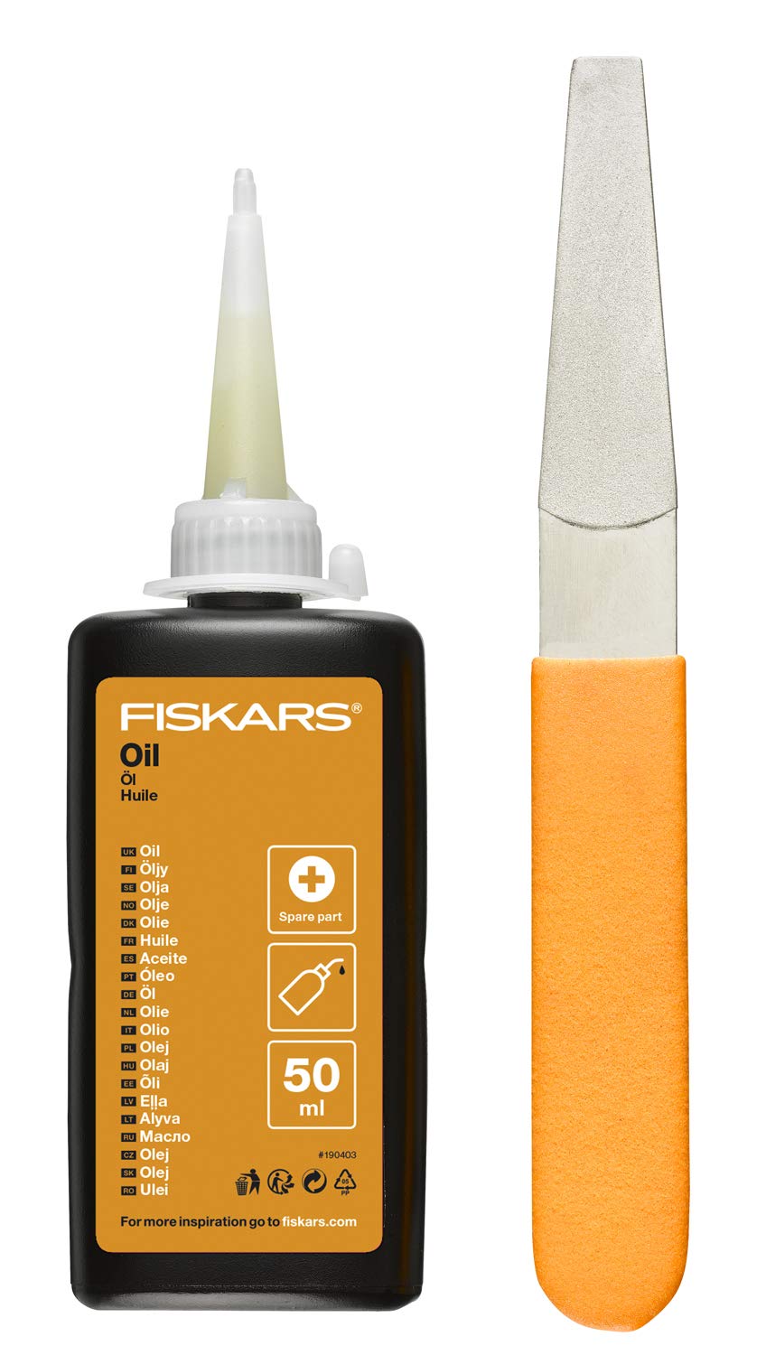 Fiskars 1001640 - Kit de mantenimiento para herramientas de corte de jardín con lima y aceite