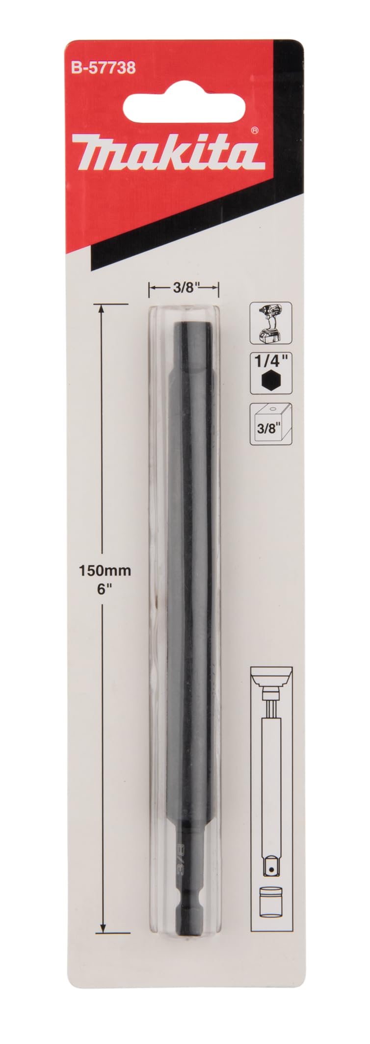 Makita B-57738 - Adaptador 1/4 a 3/8" 150mm