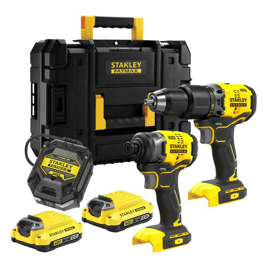 COMBO V20: Taladro Percutor BRUSHLESS + Atornillador de Impacto BRUSHLESS + Maletín TSTAK SFMCK461D2T-QW