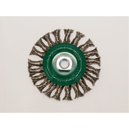 LessMann 472717 - Knot wheel brushes dia 115 x 14 mm 20 Z steel wire stainless ROH straight 0,35 mm thread M 14