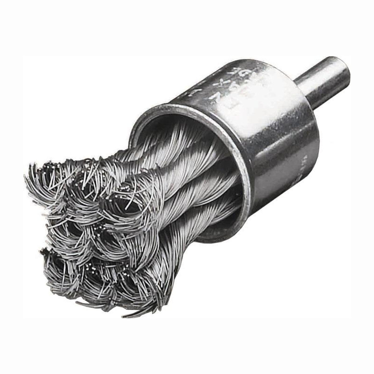 LessMann 453278 - Knot end brush with 6 mm shank dia 19 mm 6 knots with rose bud steel wire STH straight 0,35 mm high 28 mm