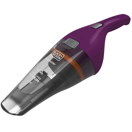 Black+Decker NVC115W-QW - Aspirador de Mano sin Cable, Batería de Litio de 3.6V (1.5Ah) Dustbuster, con acción ciclónica y Capacidad de almacenaje de 385ml, Morado